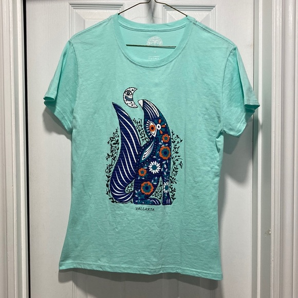 ❤️ 2/$30 * ❤️ NWOT - Ladies Short Sleeve Puerto Vallarta Mint Green Tee - Sz L - Picture 1 of 5